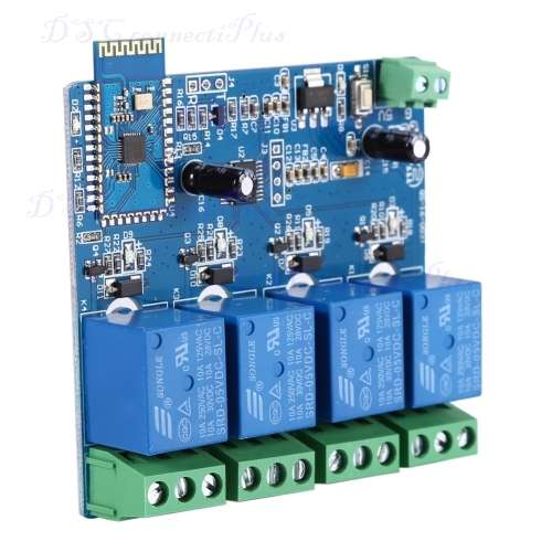 5V 4CH Bluetooth Relay Android Mobile App Remote Control Module Switch (Blue)..!