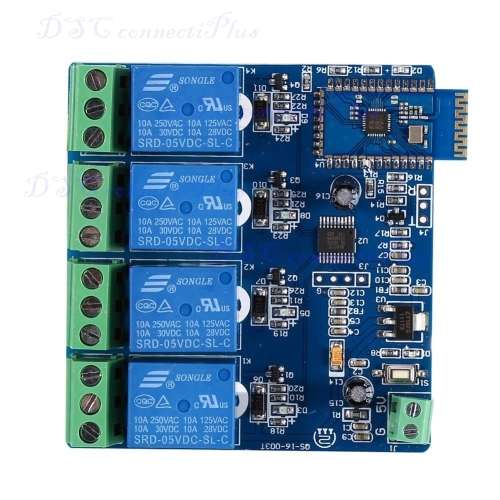 5V 4CH Bluetooth Relay Android Mobile App Remote Control Module Switch (Blue)..!