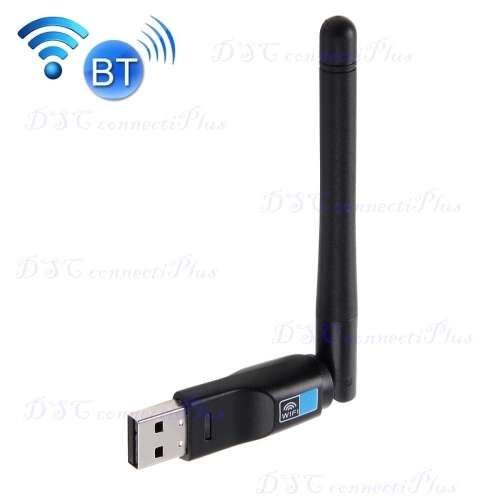 2-in-1 Bluetooth v4.0 + 150Mbps 2.4GHz USB WiFi Wireless Adapter with 2dBi External Antenna (Black)