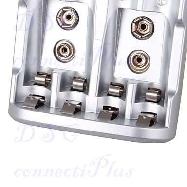 100-240VAC AA 200mA*4 AAA 200mA*4 9V*2 Battery Charger Adapter (Silver)..!