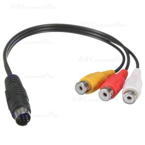 3 RCA Female To 7 Pin S-Video Male Converter AV Cable For TV Laptop PC (Black)..!
