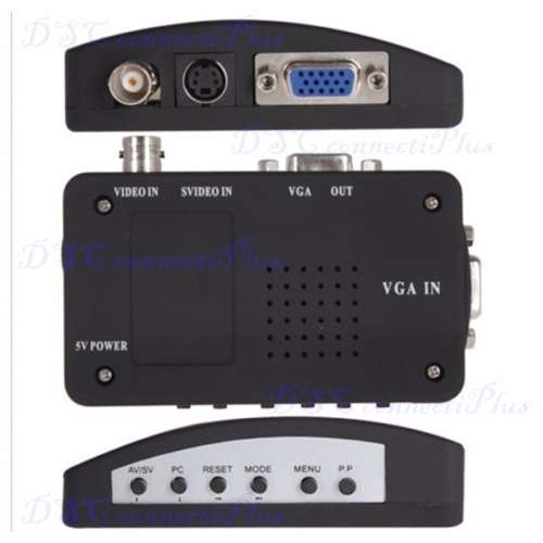 AV Video/BNC/S-Video to VGA Converter Adapter Digital Box for Camera/PC/DVR/VCD/DVD (Black)..!