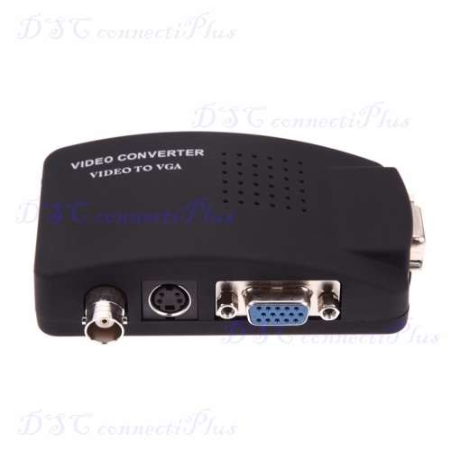 AV Video/BNC/S-Video to VGA Converter Adapter Digital Box for Camera/PC/DVR/VCD/DVD (Black)..!