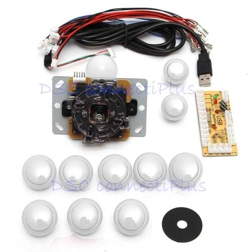 Push Buttons 5 Pin Joystick DIY Handle Arcade Set Replacement Parts USB Cable Encoder Board To PC !!