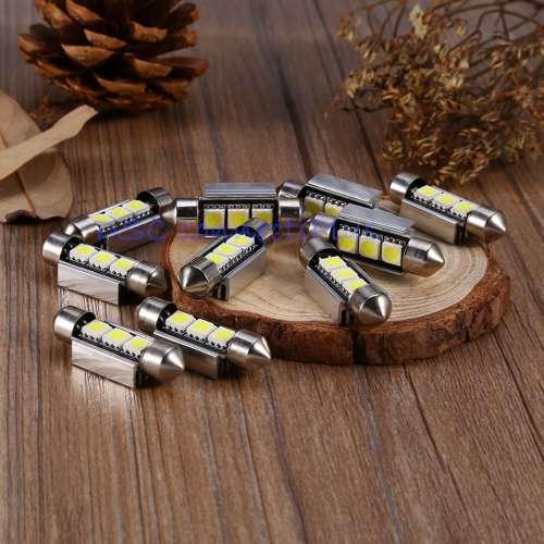 2 Pcs/set Bright Car Auto 36mm CANBUS Error Free 3 LED 5050 SMD 6418 C5W License Plate Dome Lights !