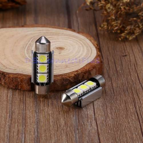 2 Pcs/set Bright Car Auto 36mm CANBUS Error Free 3 LED 5050 SMD 6418 C5W License Plate Dome Lights !