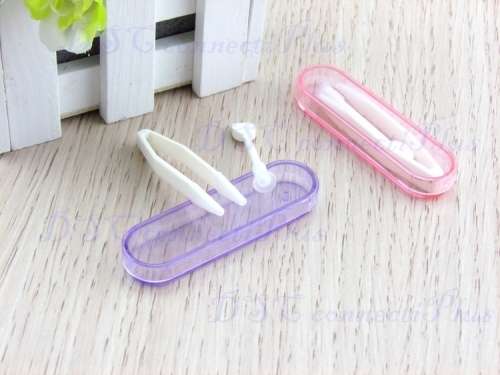 Cosmetic Contact Lens Inserter Remover Soft Tip Eyes Care Kit Holder Container Tweezer Case !!!