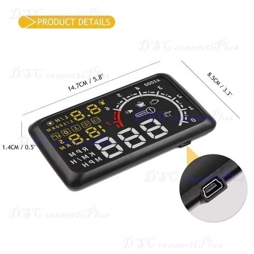 5.5` OBDII Car HUD OBD2 Port Digital Head Up Display Windshield Speed Projector Warning System Alarm