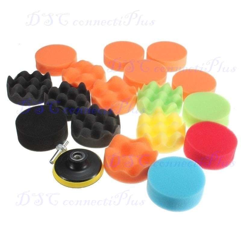 Vehemo 19 Pcs Auto Car Vehicle 80mm Polishing Buffing Pad with M10 Drill Adapter Tool Kit Set..!