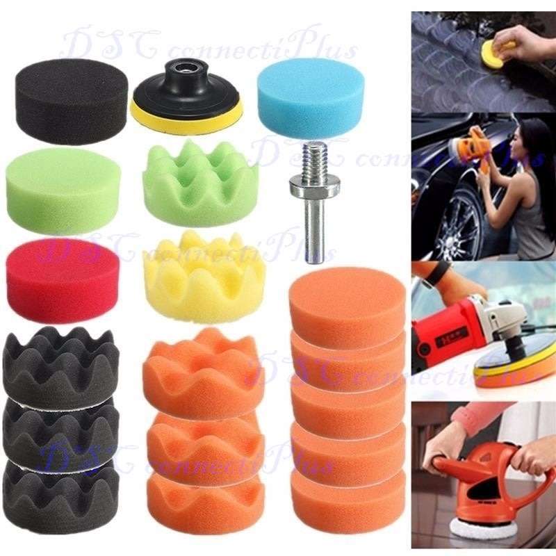 Vehemo 19 Pcs Auto Car Vehicle 80mm Polishing Buffing Pad with M10 Drill Adapter Tool Kit Set..!
