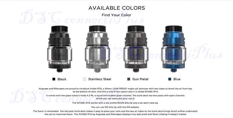 Augvape INTAKE RTA 4.2mL Tank 24mm Single Coil Leak Proof 510 Thread Electronic Cigarette RTA..!