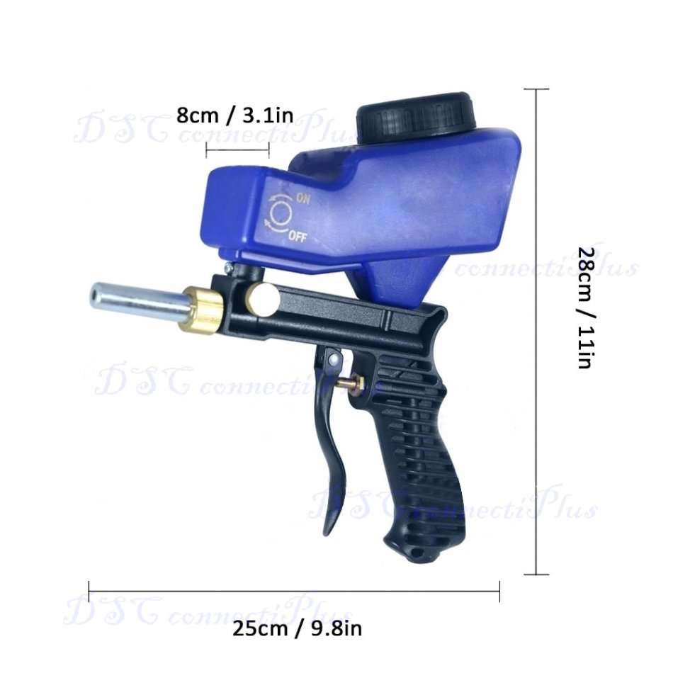 Portable Gravity Feed Pneumatic Sandblasting Gun Rust Blasting Tool (Blue)..!
