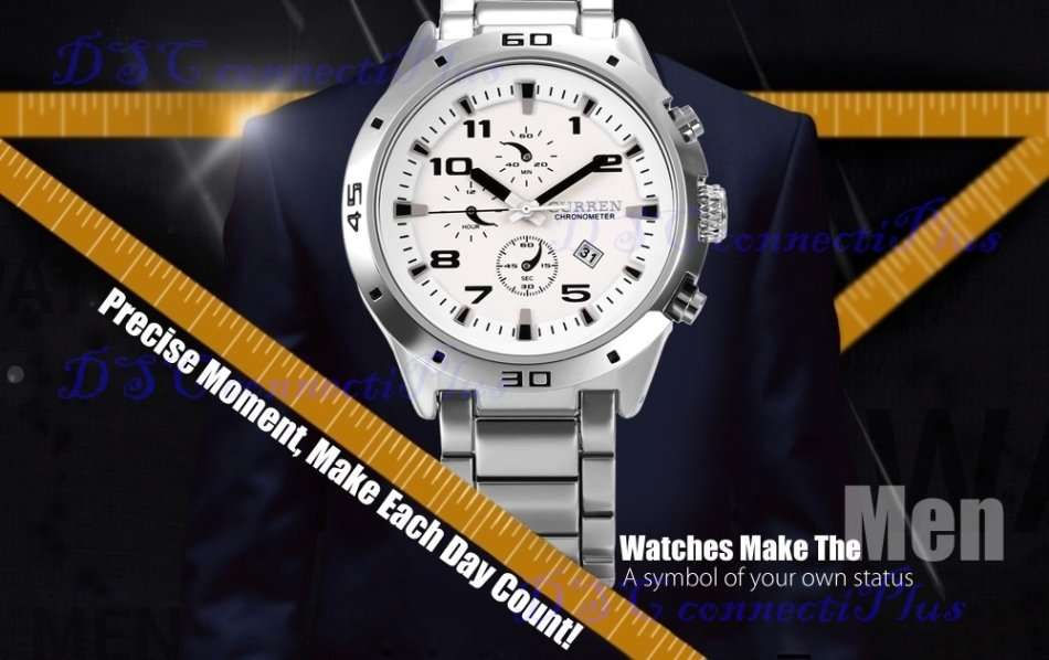 CURREN 30m Water Resistant Decorative Sub-dial Date Display Men Quartz Wristwatch (Black + Red)..!