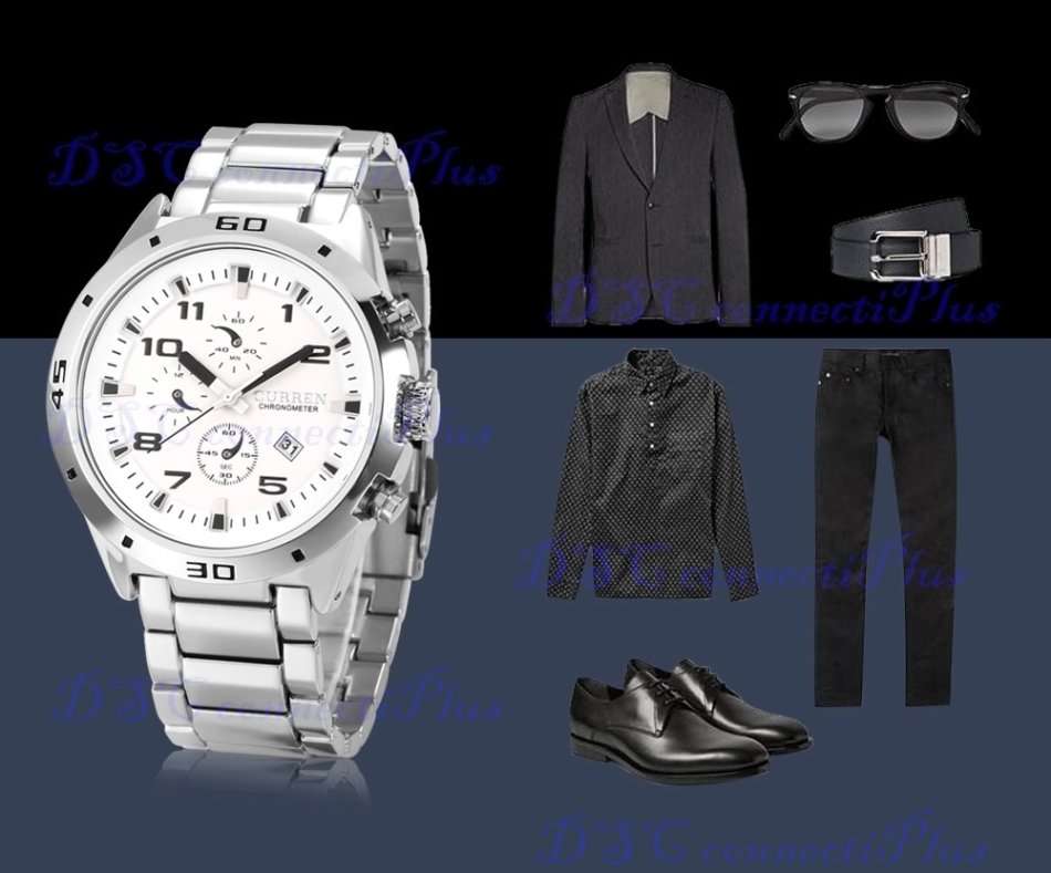 CURREN 30m Water Resistant Decorative Sub-dial Date Display Men Quartz Wristwatch (Black + Red)..!