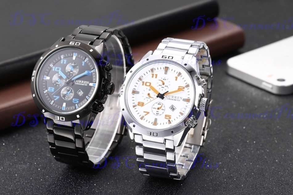 CURREN 30m Water Resistant Decorative Sub-dial Date Display Men Quartz Wristwatch (Black + Red)..!