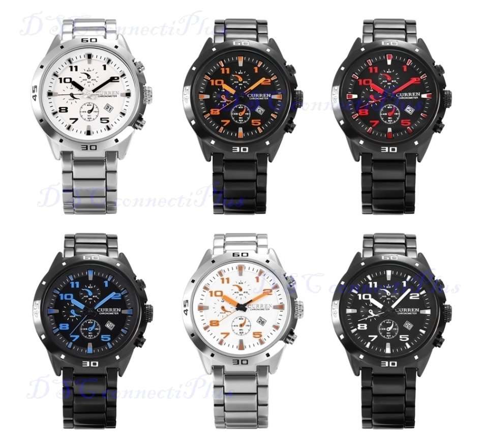 CURREN 30m Water Resistant Decorative Sub-dial Date Display Men Quartz Wristwatch (Black + Red)..!