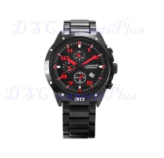 CURREN 30m Water Resistant Decorative Sub-dial Date Display Men Quartz Wristwatch (Black + Red)..!