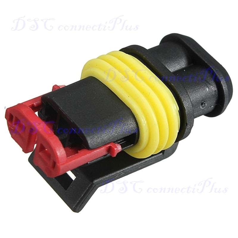 2-Pin Sealed Waterproof Automotive Electrical Wire Connector Plug Set (Black)..!
