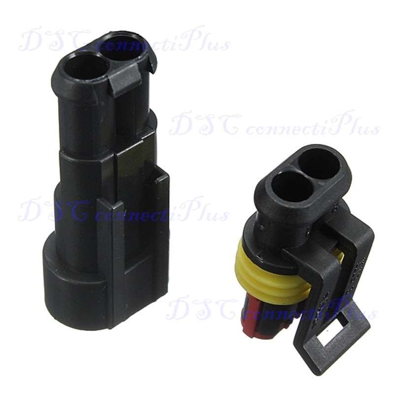 2-Pin Sealed Waterproof Automotive Electrical Wire Connector Plug Set (Black)..!