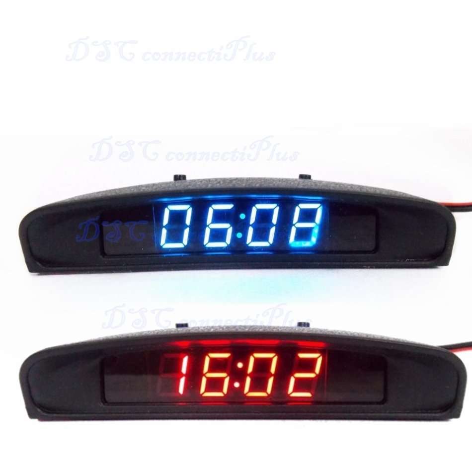 Interior 3 In 1 Car Clock Thermometer Voltage Monitor - Seven Kinds of Display Modes, Blue Display!!