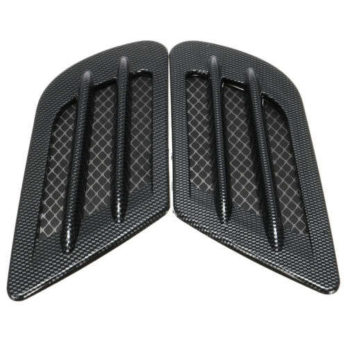 Universal Car Air Flow Intake Turbo Bonnet Vent Cover Sticker (Black Carbon Fiber)..!