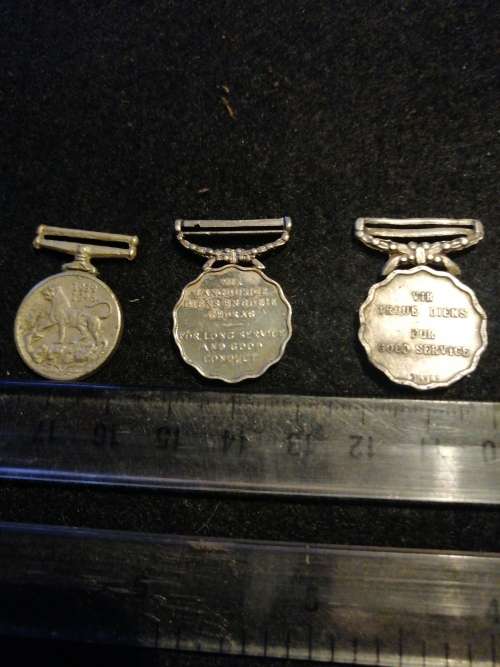 3 miniature medals 2 sadf long service and ww2 victory medal no ribbons