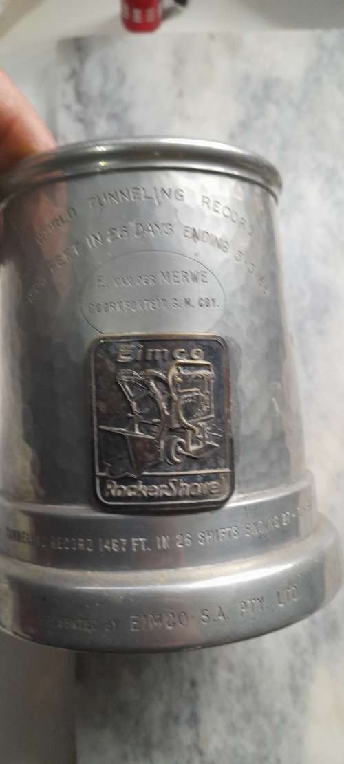 1956 World Tunneling Record memorial pewter mug