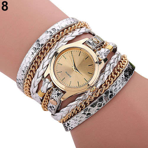 ***SWEET!!*** CUTE LADIES GENUINE LEATHER WEAVE INFINITY WRAP AROUND WATCH!