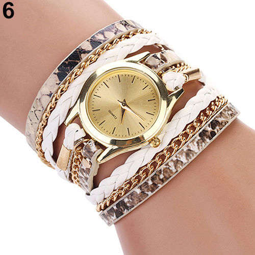 ***SWEET!!*** CUTE LADIES GENUINE LEATHER WEAVE INFINITY WRAP AROUND WATCH!