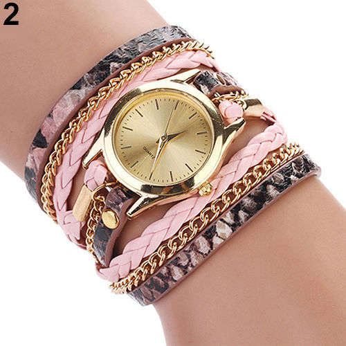 ***SWEET!!*** CUTE LADIES GENUINE LEATHER WEAVE INFINITY WRAP AROUND WATCH!