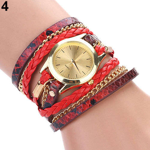 ***SWEET!!*** CUTE LADIES GENUINE LEATHER WEAVE INFINITY WRAP AROUND WATCH!