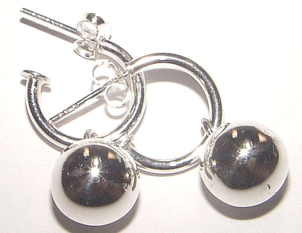 GORGEOUS SOLID .925 STERLING SILVER PRETTY WOMAN BALL DANGLING EARRINGS!
