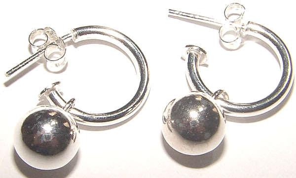 GORGEOUS SOLID .925 STERLING SILVER PRETTY WOMAN BALL DANGLING EARRINGS!