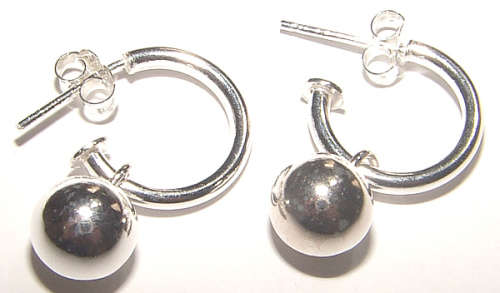 GORGEOUS SOLID .925 STERLING SILVER PRETTY WOMAN BALL DANGLING EARRINGS!