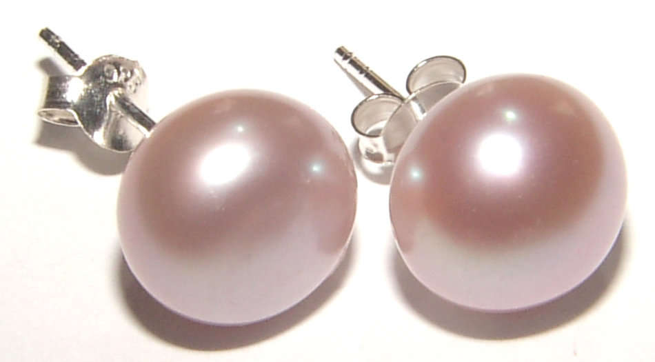GORGEOUS FRESHWATER PEARL STUD EARRINGS SET IN SOLID .925 STERLING SILVER!