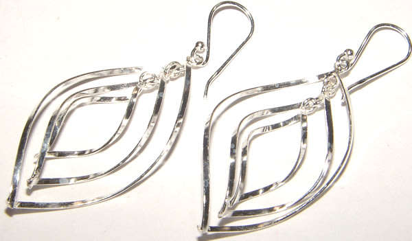 GORGEOUS FLOATING LEAVES DANGLING EARRINGS SET IN SOLID .925 STERLING SILVER!