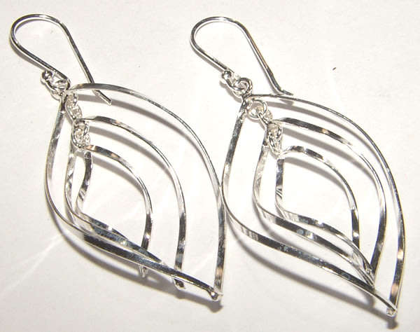 GORGEOUS FLOATING LEAVES DANGLING EARRINGS SET IN SOLID .925 STERLING SILVER!
