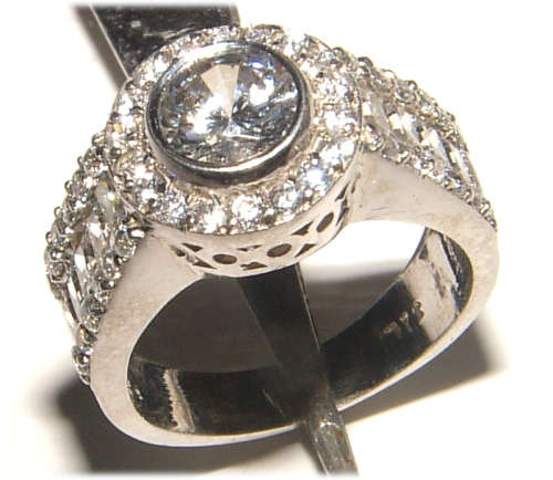 PURE PERFECTION! SOLID .925 STERLING SILVER RING WITH CREATED DIAMONDS!