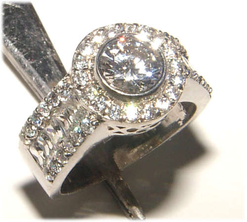 PURE PERFECTION! SOLID .925 STERLING SILVER RING WITH CREATED DIAMONDS!