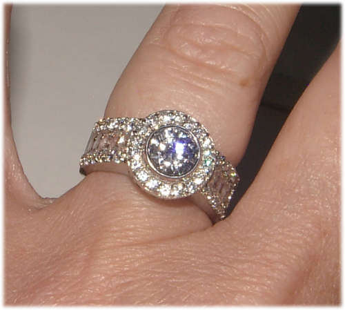 PURE PERFECTION! SOLID .925 STERLING SILVER RING WITH CREATED DIAMONDS!