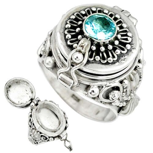 POISON BOX RING -  NATURAL TOPAZ IN SOLID STERLING SILVER!!!