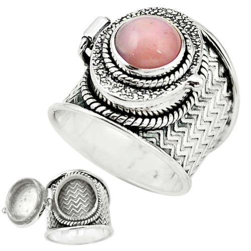 POISON BOX RING -  NATURAL PINK OPAL IN SOLID STERLING SILVER!!!