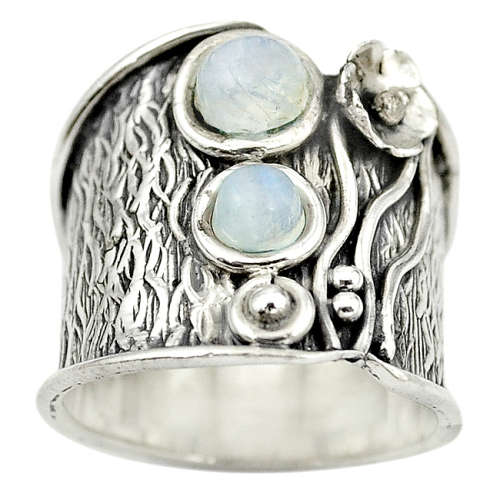 SPARKLING NATURAL MOONSTONE IN SOLID STERLING SILVER RING!!!