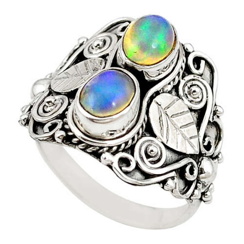 SPARKLING NATURAL ETHIOPIAN OPAL IN SOLID STERLING SILVER RING!!!