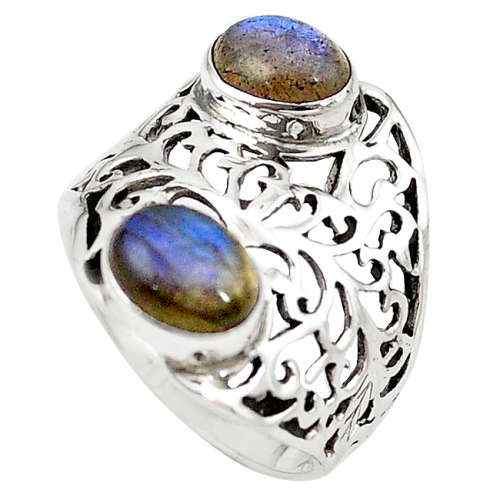 SPARKLING NATURAL LABRADORITE IN SOLID STERLING SILVER RING!!!