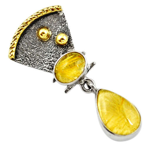 NATURAL GOLDEN TOURMALINE DESIGNER PENDANT IN SOLID STERLING SILVER!!!