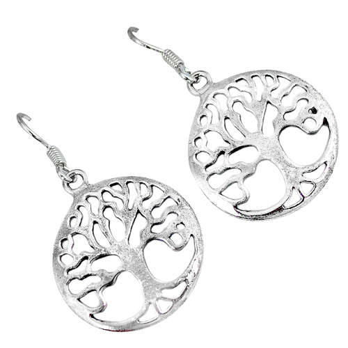BEAUTIFUL SOLID STERLING SILVER INDONESIAN BALI STYLE TREE OF LIFE EARRINGS!!!