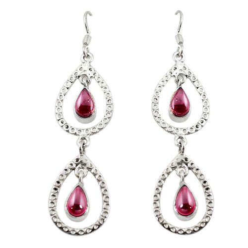BEAUTIFUL NATURAL GARNET DANGLING EARRINGS IN SOLID STERLING SILVER!!!
