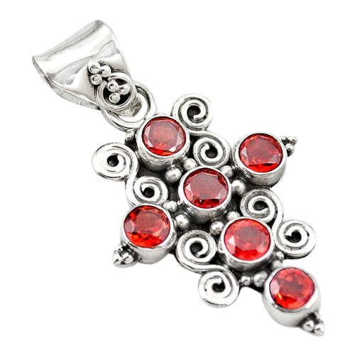 NATURAL GARNET DESIGNER CROSS PENDANT PLUS 45cm CHAIN IN SOLID STERLING SILVER!!!