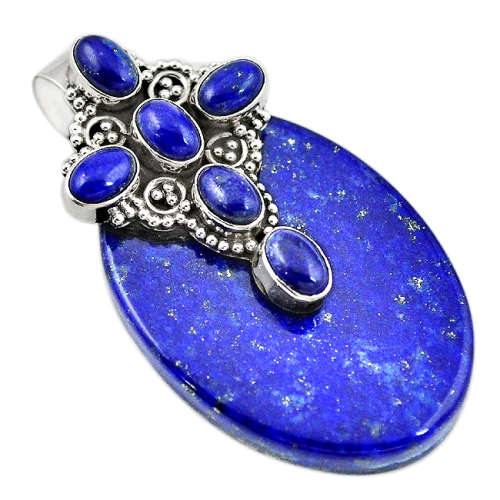 NATURAL LAPIS LAZULI PENDANT IN SOLID STERLING SILVER!!!